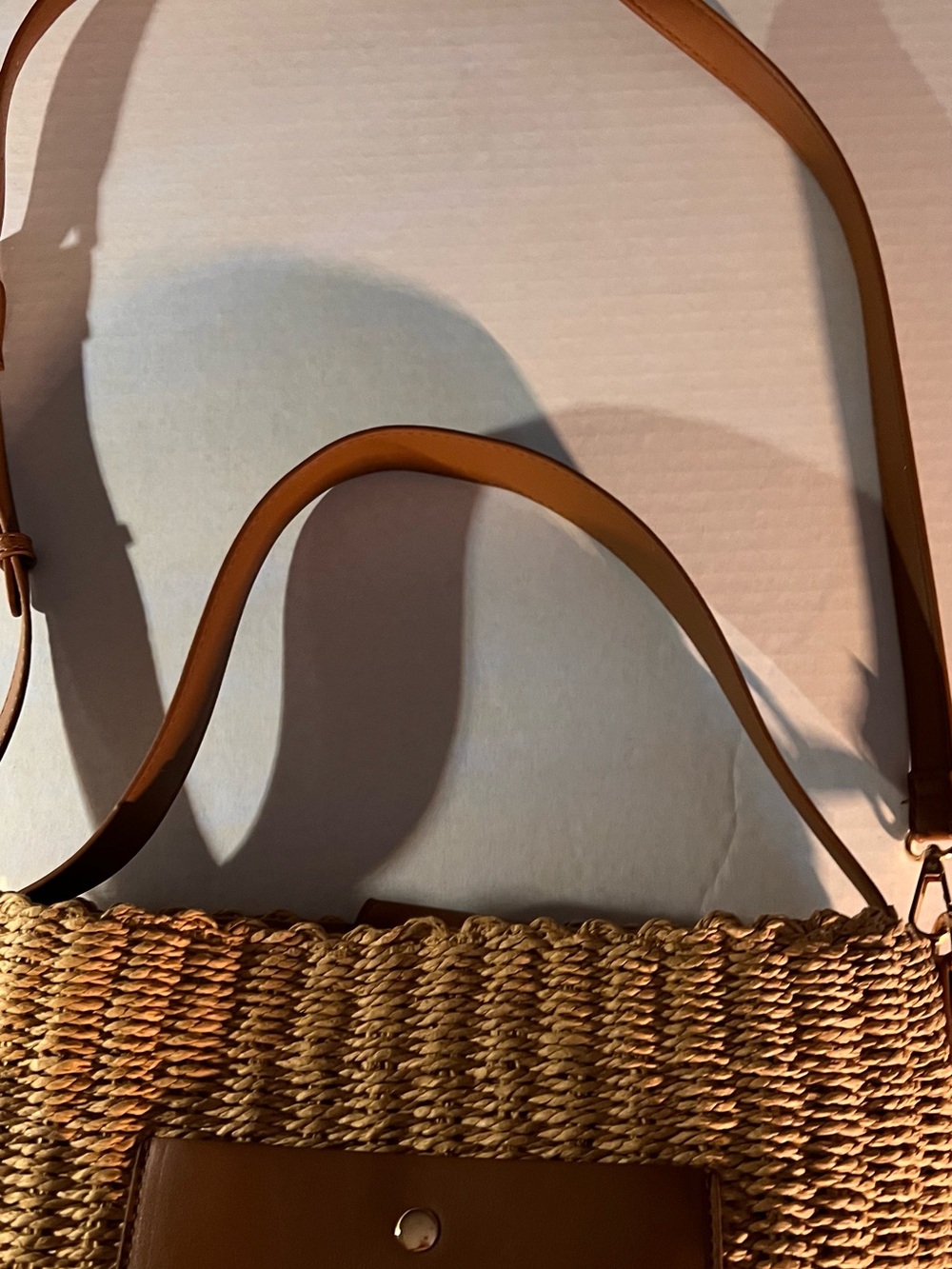 Woven Crossbody Bag in Tan and Brown - Picture 3 of 9